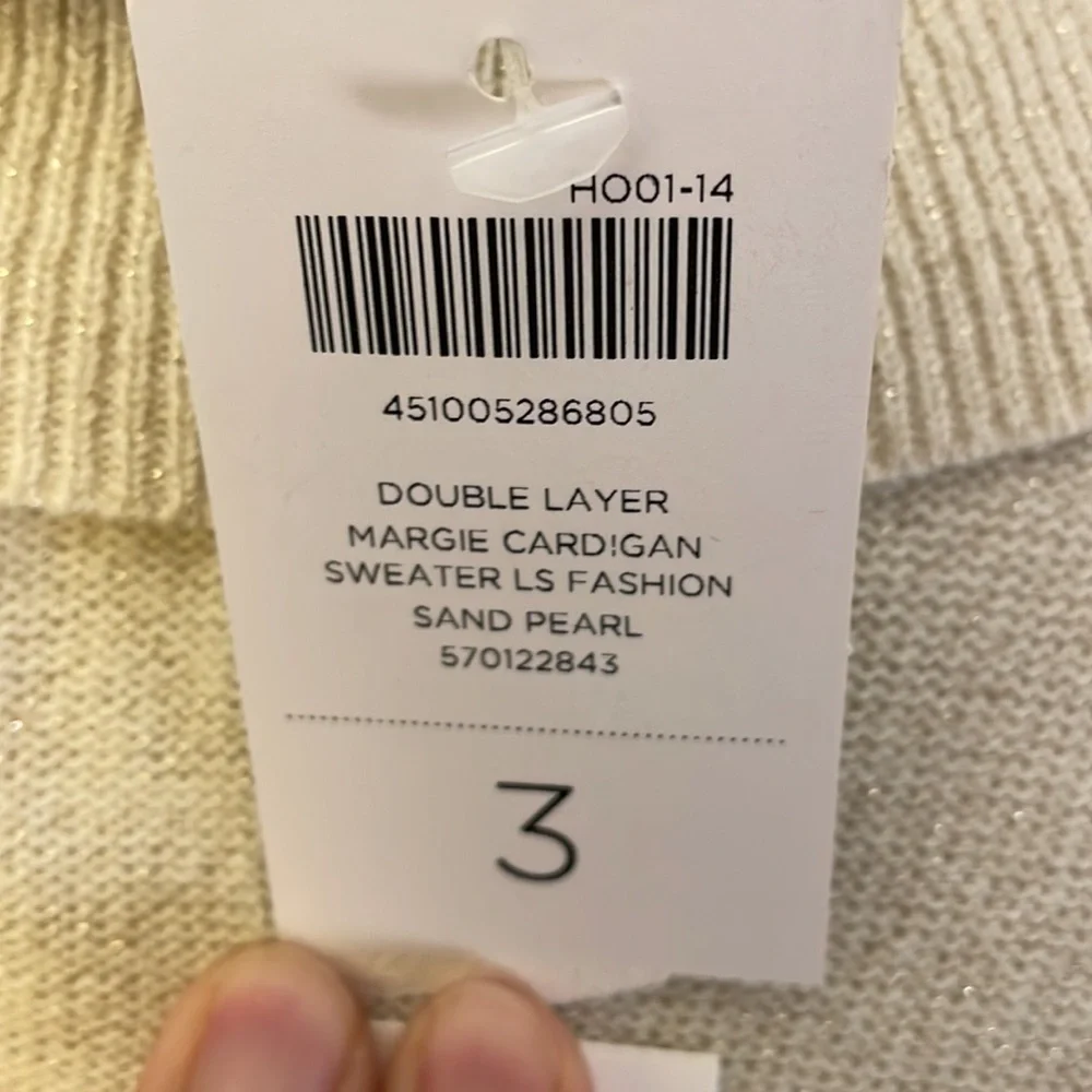 Chico’s long sleeve double layer Margie cardigan sweater (size 3) in san…